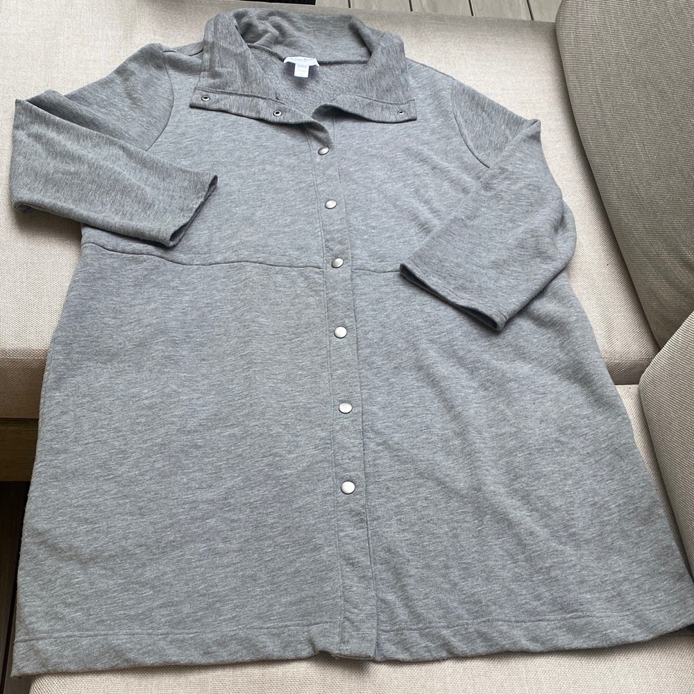 Kate Hill Light Gray Soft Terry Button-Up Cardigan Size 2x Leisure wear Sporty